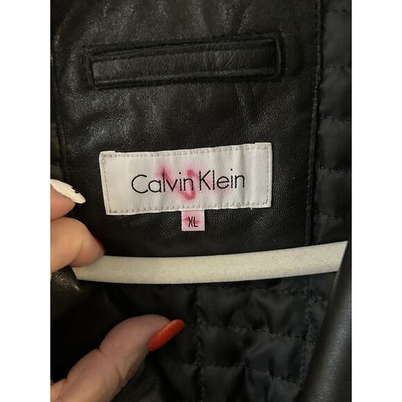 Vintage 90's Calvin Klein 100% Genuine Leather Black Lightweight Jacket Size XL - Picture 2 of 7